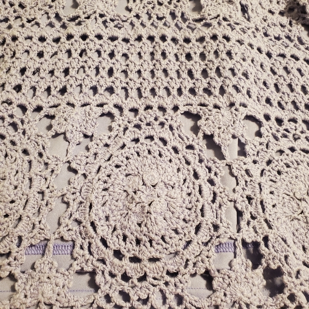 Roamans Purple Crochet top - Picture 3 of 16